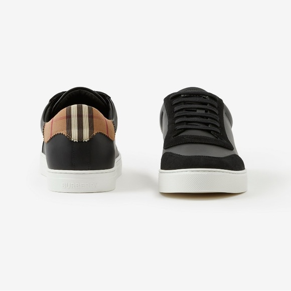 Burberry Leather Suede and Vintage Check Cotton Sneakers Size 48 - Picture 3 of 16